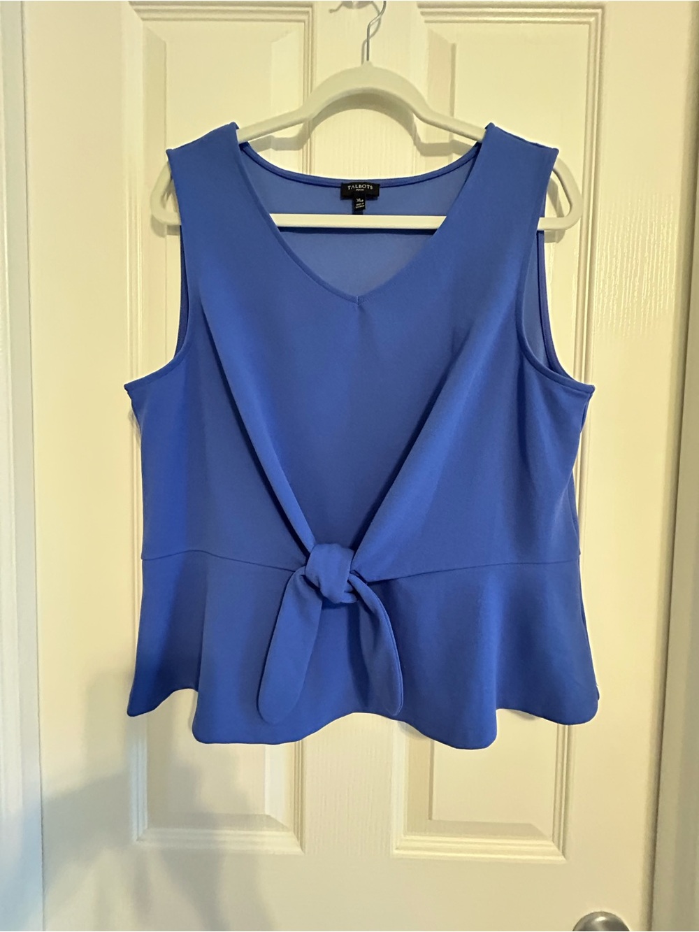 Talbots Periwinkle V-Neck Sleeveless Top with Front Tie